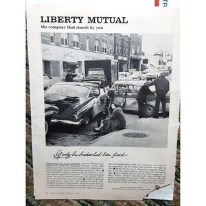 Liberty Mutual vintage cars accident 1961 Original Magazine Print Ad vintage
